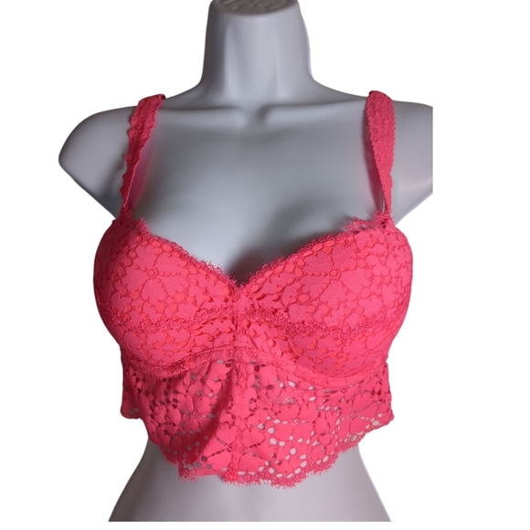 PINK Victoria's Secret Other - Victoria's Secret Pink Eyelash Lace Push Up Hot Pink Bra Bralette Small/P